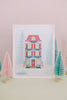Christmas Village Purple Row House Canvas (13 Mesh)