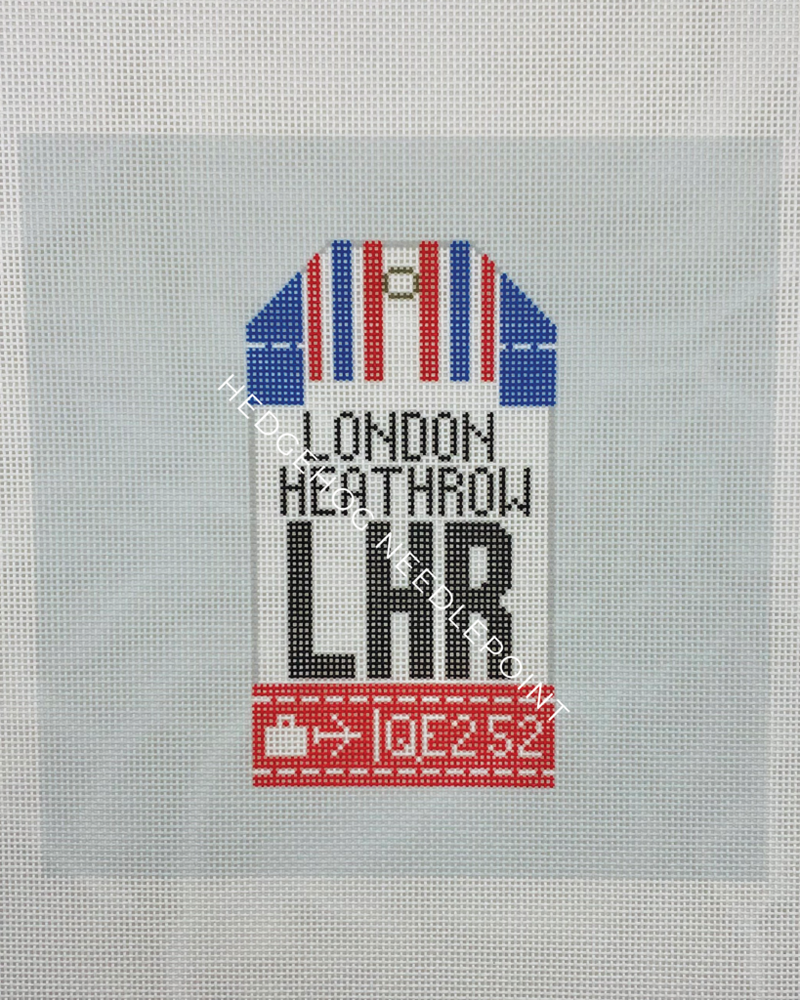 London Heathrow Retro Travel Tag Needlepoint Canvas