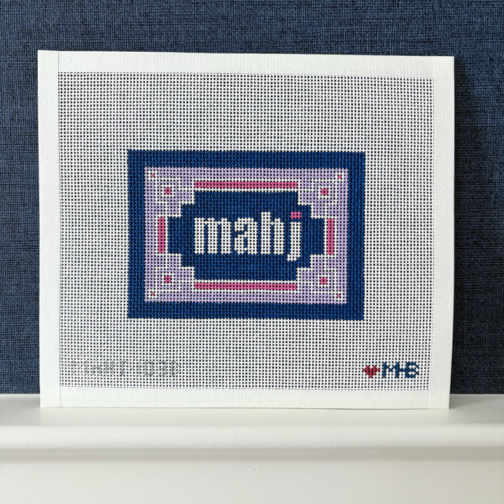 Key Corner Mahjong Insert Canvas - Navy Lilac Pink