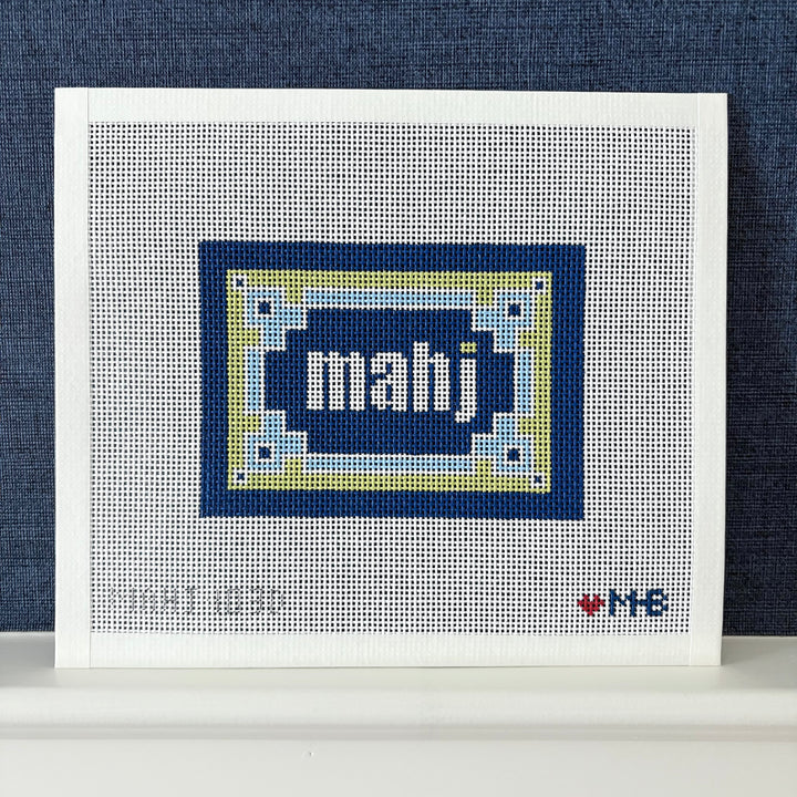 Key Corner Mahjong Insert Canvas - Navy Light Blue Citron