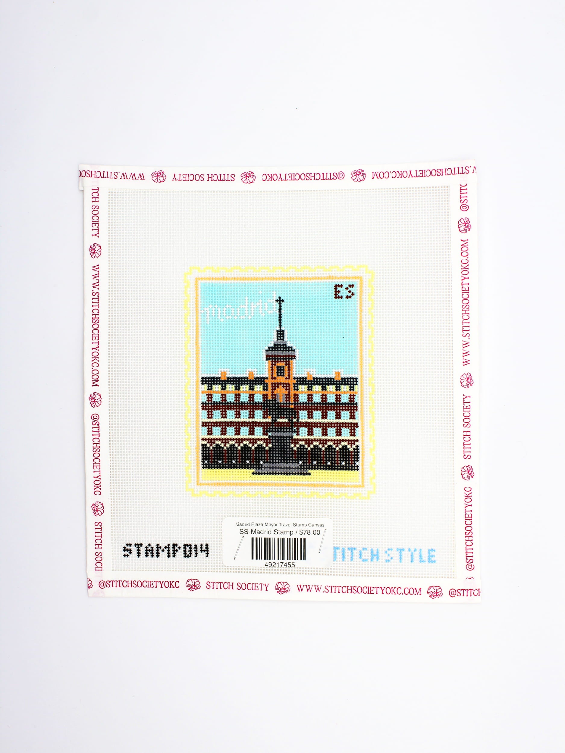 Madrid Plaza Mayor Travel Stamp Canvas