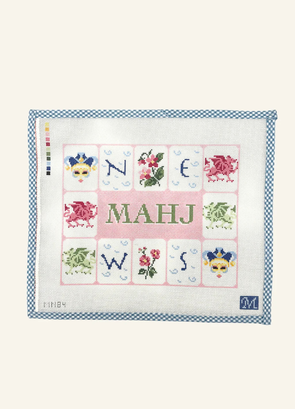 Mahj Tile Pouch - Pink Canvas