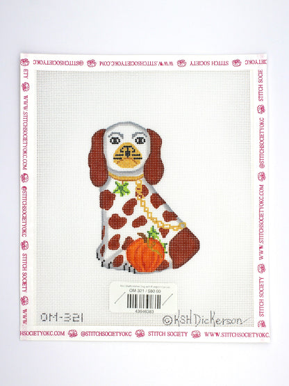 Mini Staffordshire Dog with Pumpkin Canvas