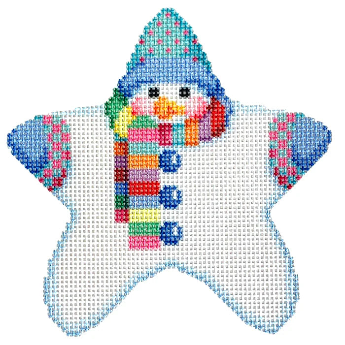 Star Shaped Snowman Multi Striped Scarf Canvas
