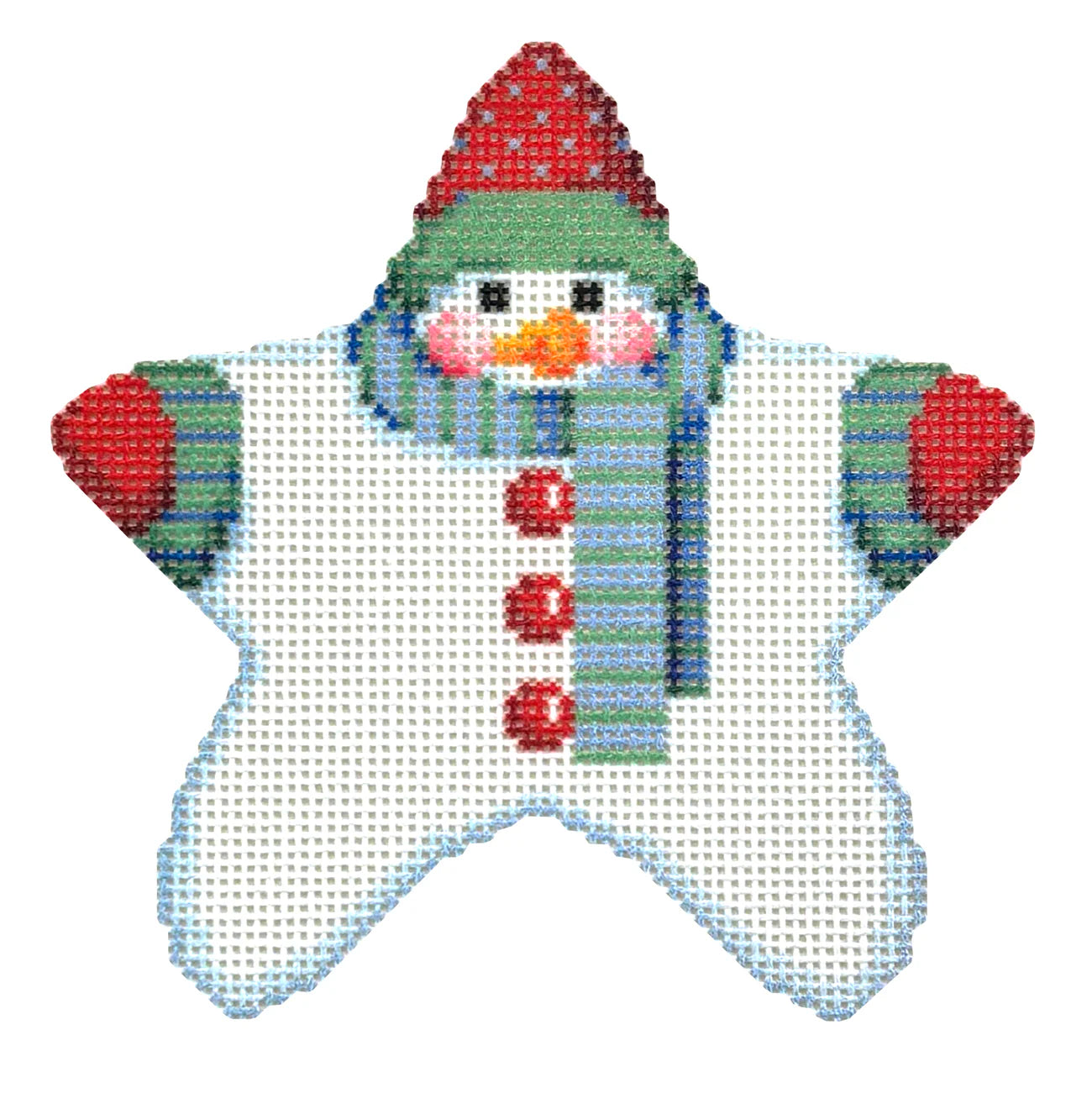 Star Shaped Snowman Blue/Green Scarf Canvas