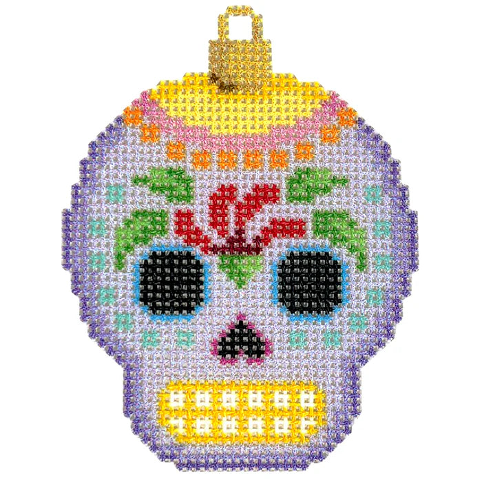 Sugar Skull Ornament  - Purple Canvas