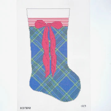 Navy Tartan Stocking Canvas
