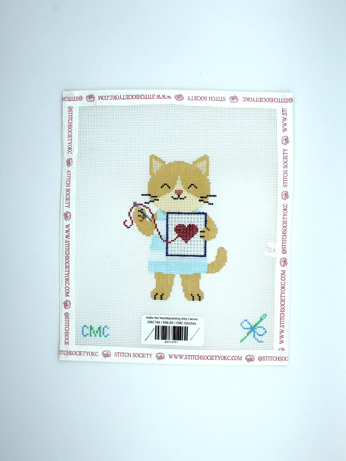 Nellie the Needlepointing Kitty Canvas