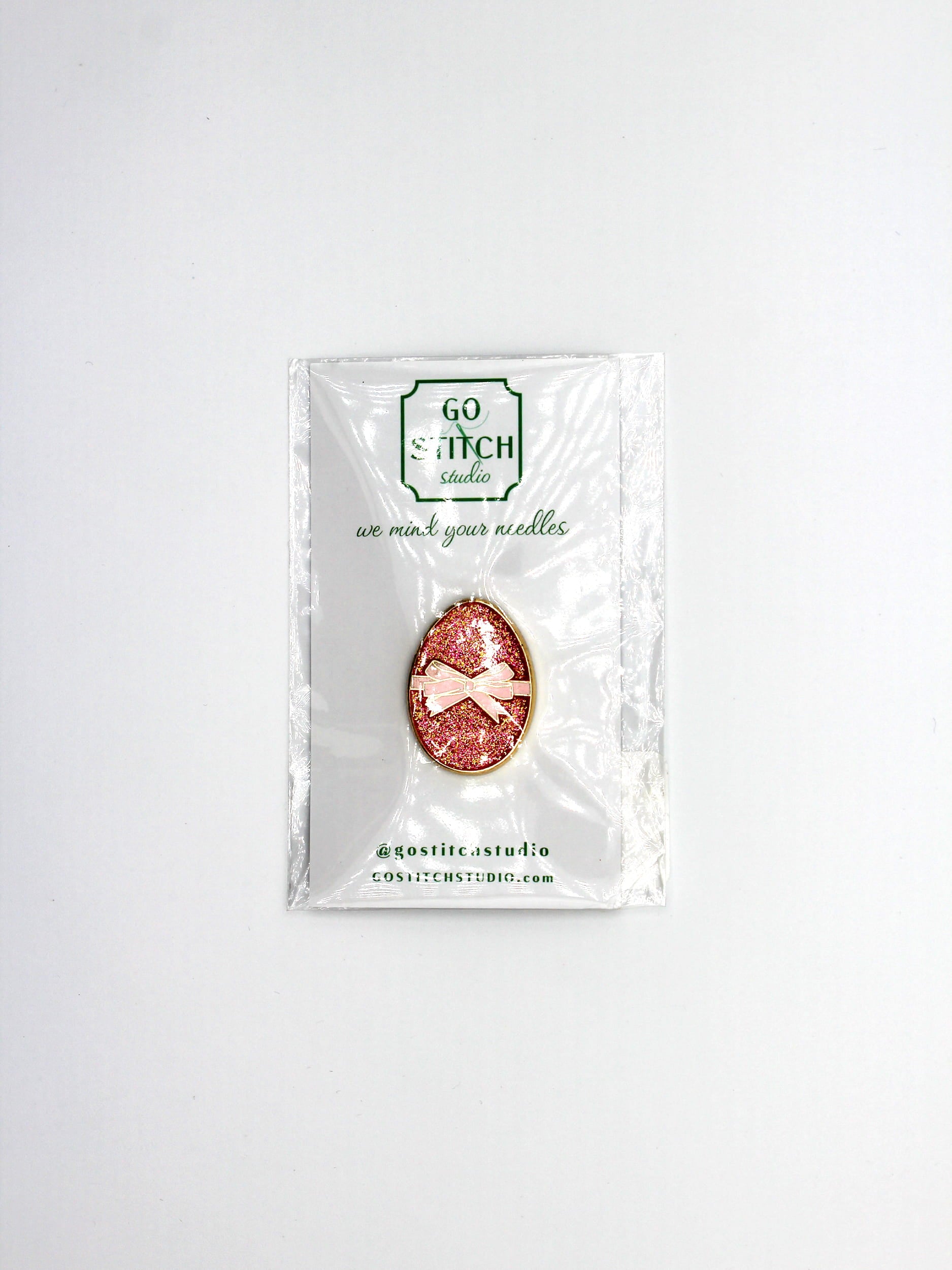 Pink Champagne Egg with Glitter Needle Minder