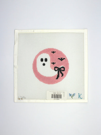 Ghost on Pink with Black Bow Canvas