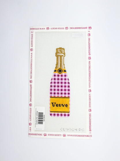 Veuve Bottle - Pink Gingham Champagne Canvas