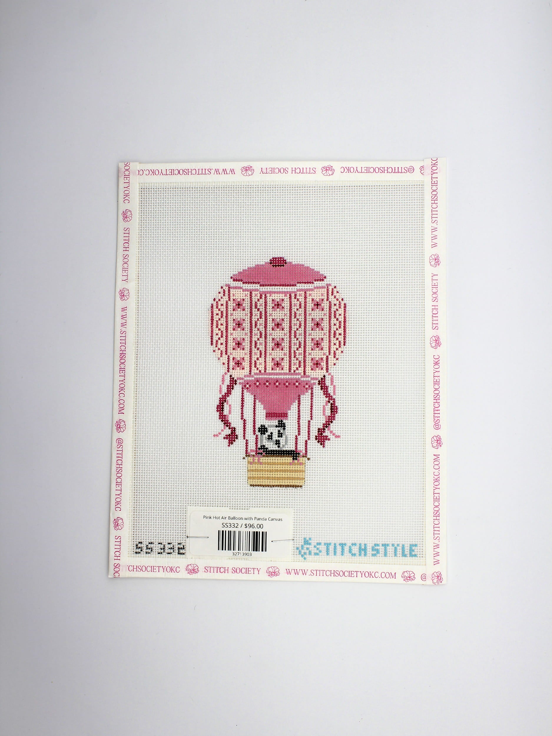 Pink Hot Air Balloon with Panda Canvas