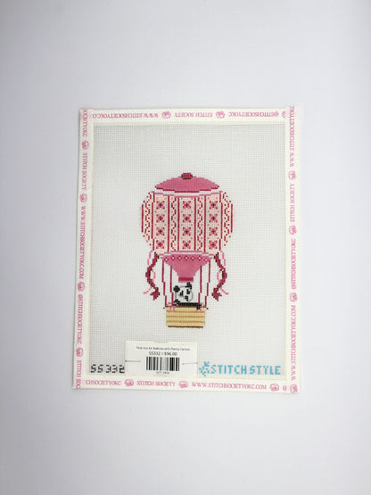 Pink Hot Air Balloon with Panda Canvas