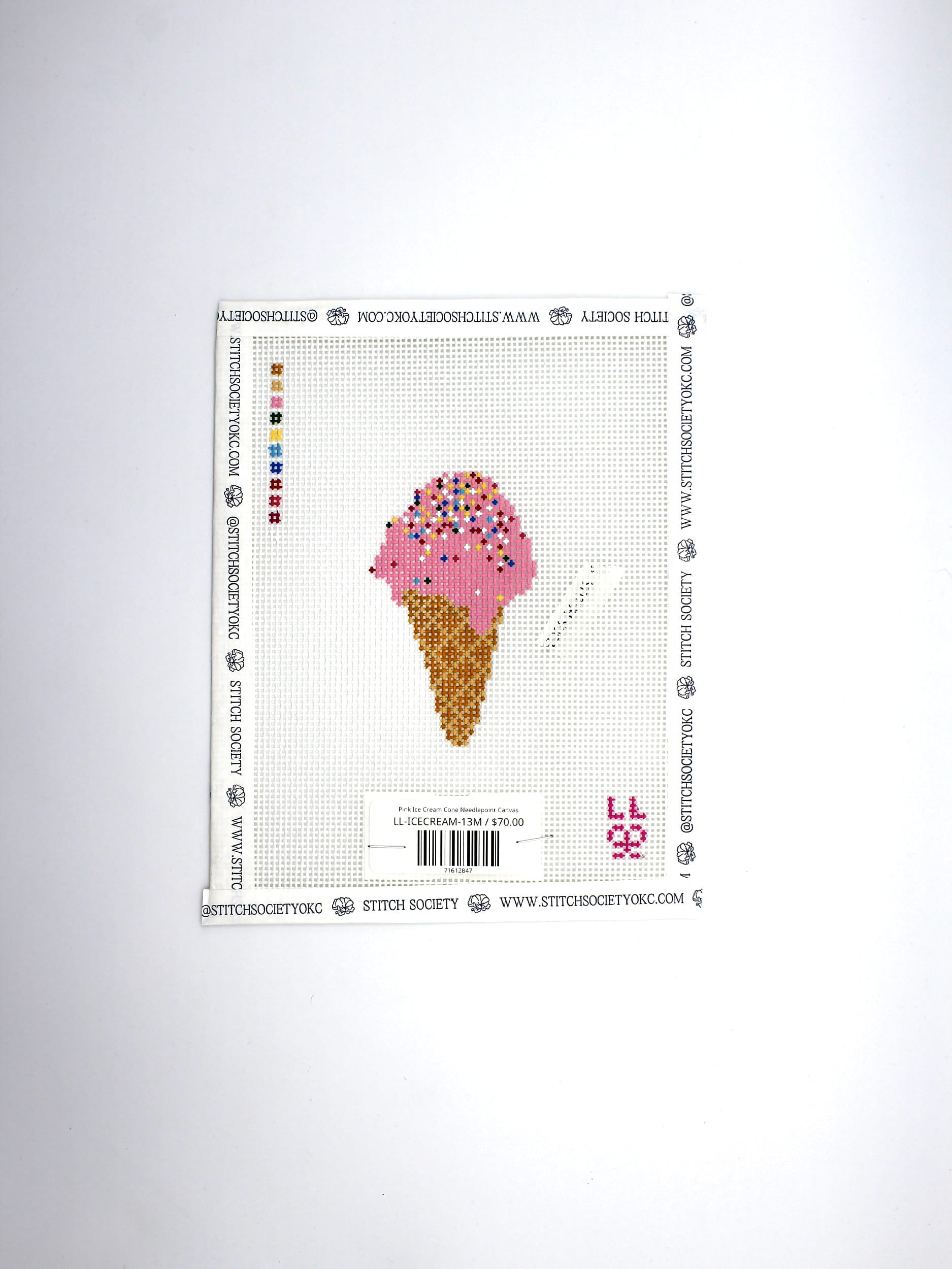 Pink Ice Cream Cone Needlepoint Canvas