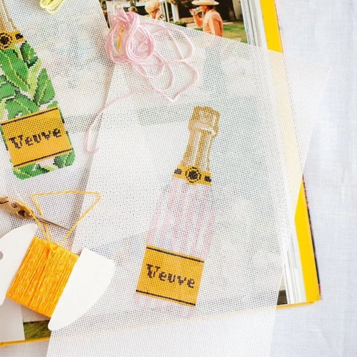 Veuve Bottle - Pink Stripe Champagne Canvas