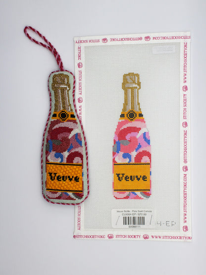 Veuve Bottle - Pink Swirl Canvas
