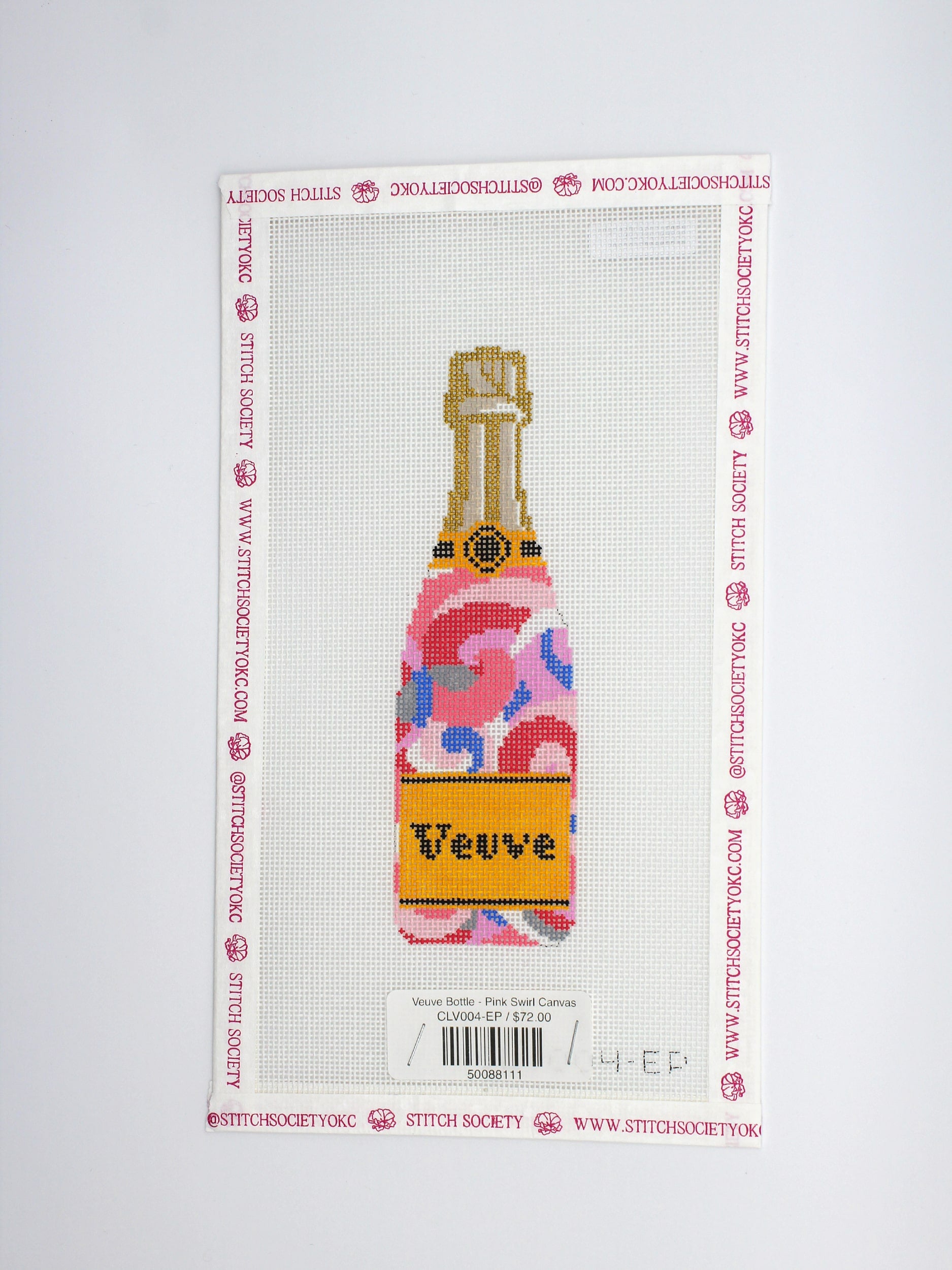 Veuve Bottle - Pink Swirl Canvas