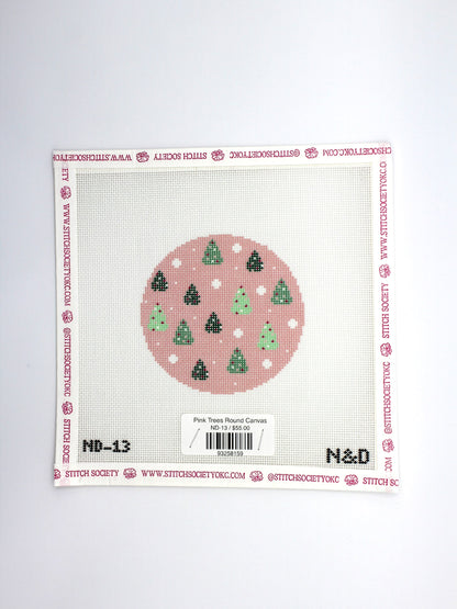 Pink Trees Round Canvas