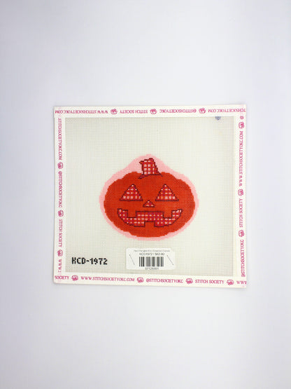 Plaid Pumpkin Pink Ornament Canvas