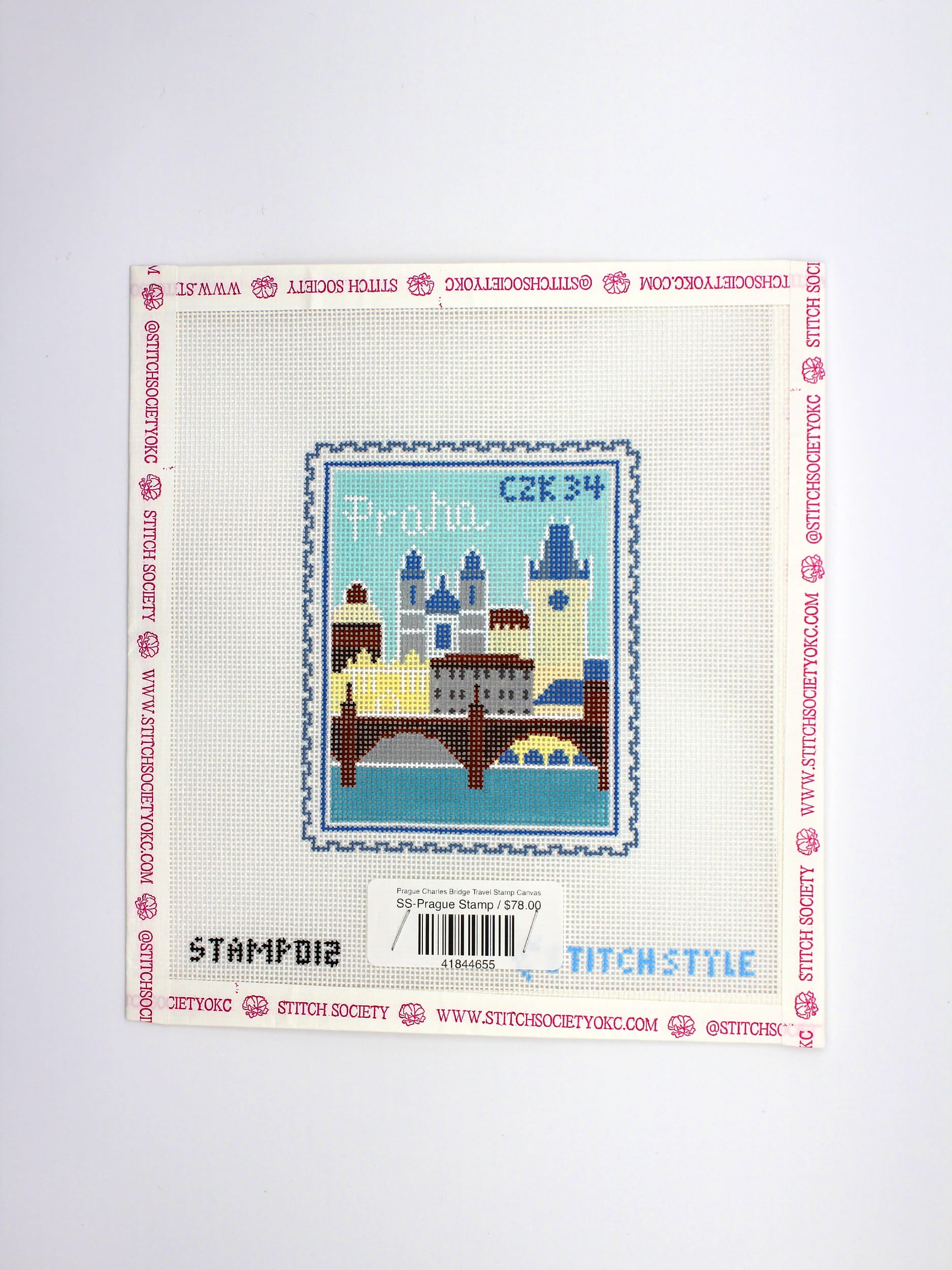 Prague Charles Bridge Travel Stamp Canvas