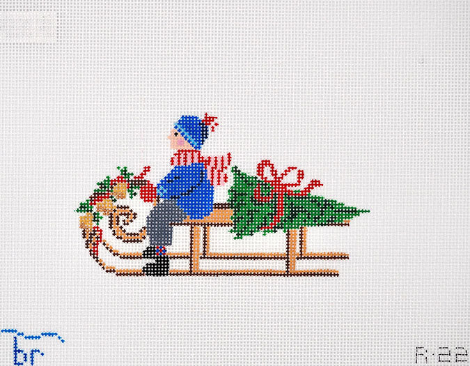 Festive Sled - Boy Canvas