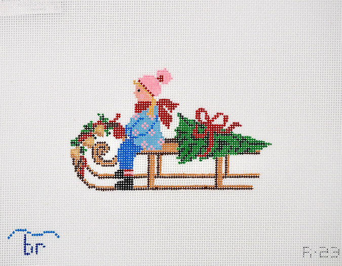 Festive Sled - Girl Canvas