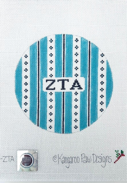 Large Retro Stripe Round - Zeta Tau Alpha Canvas