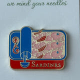 Red & Blue Sardine Can Needle Minder