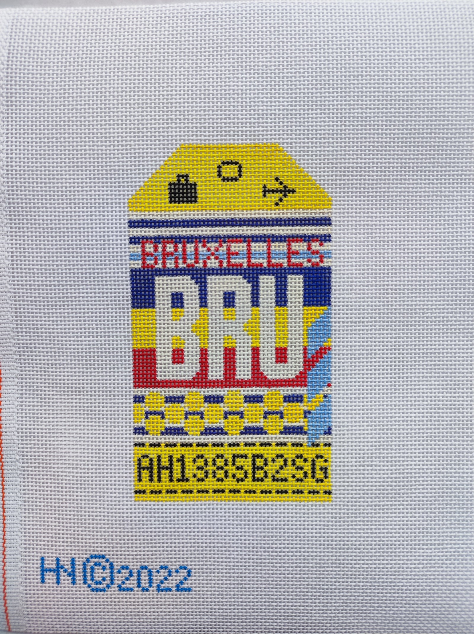 Brussels Retro Travel Tag Needlepoint Canvas
