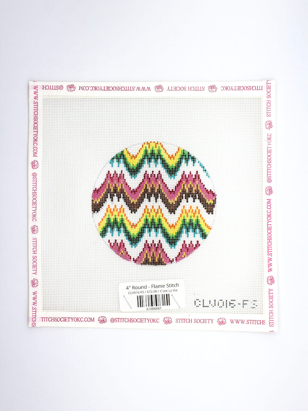 4" Round - Flame Stitch