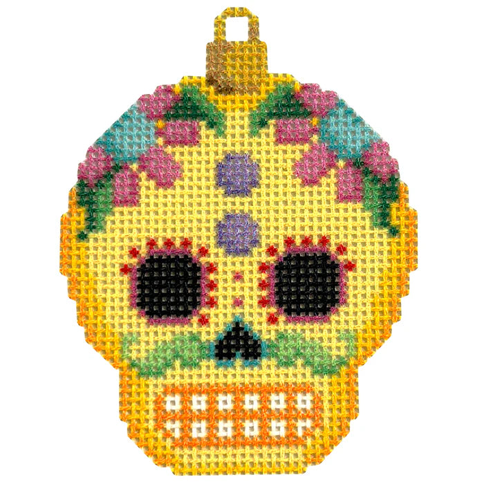Sugar Skull Ornament  - Yellow Canvas