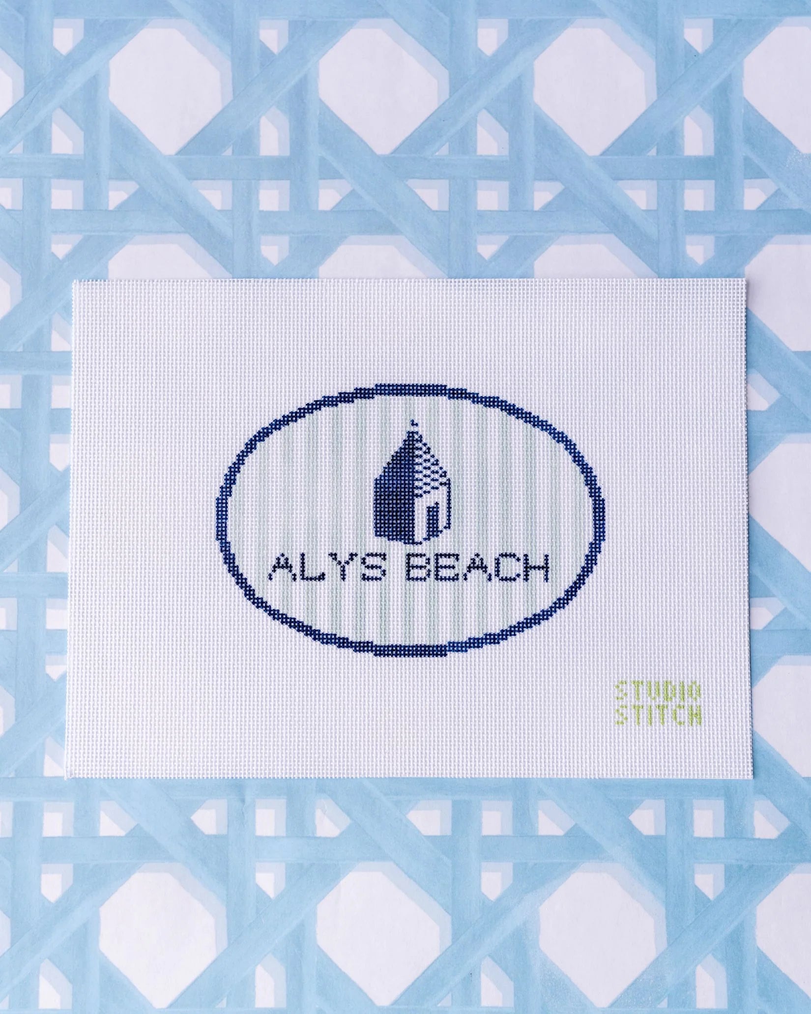 Alys Beach Striped Oval Canvas