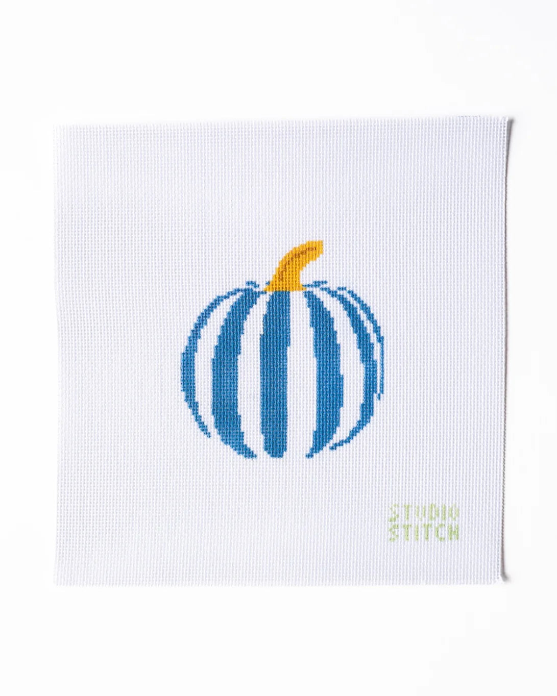 Blue & White Striped Pumpkin Canvas