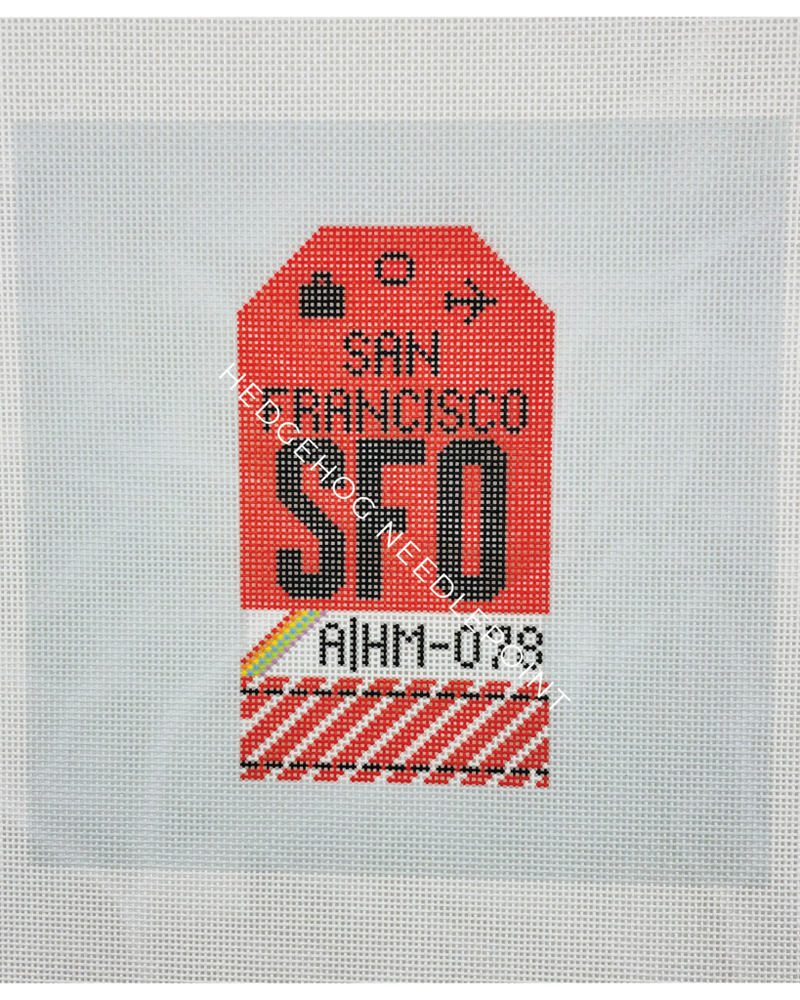 San Francisco Retro Travel Tag Needlepoint Canvas