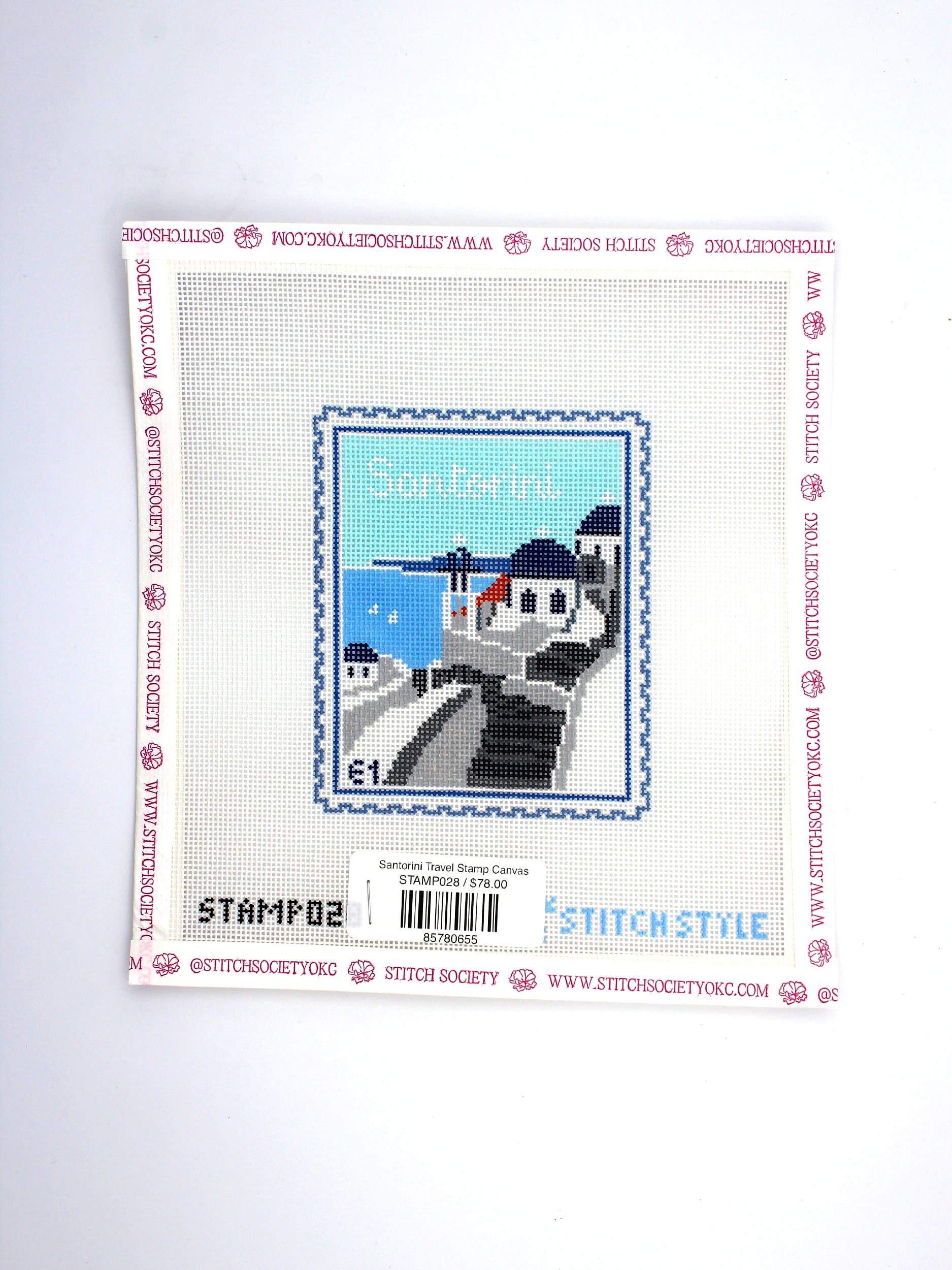 Santorini Travel Stamp Canvas