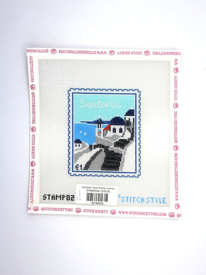 Santorini Travel Stamp Canvas