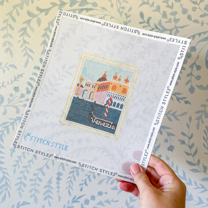 Venetian Gondola Travel Stamp Canvas