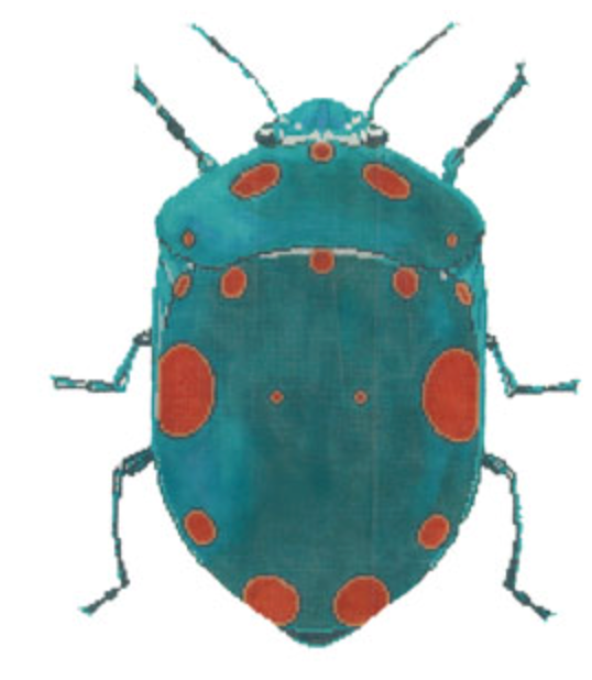 Little Bugs - Teal with Orange Dots Canvas