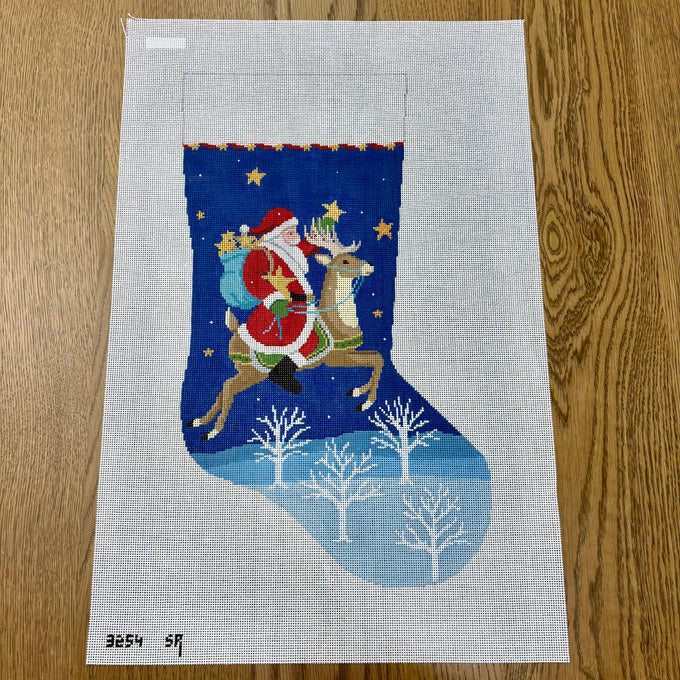 Santa Collecting Stars Stocking Canvas