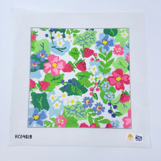 Strawberry Floral Square Canvas