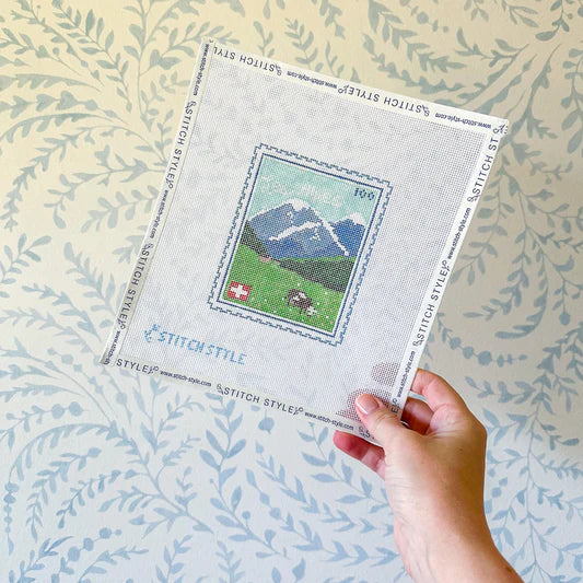 Swiss Alps Travel Stamp Canvas