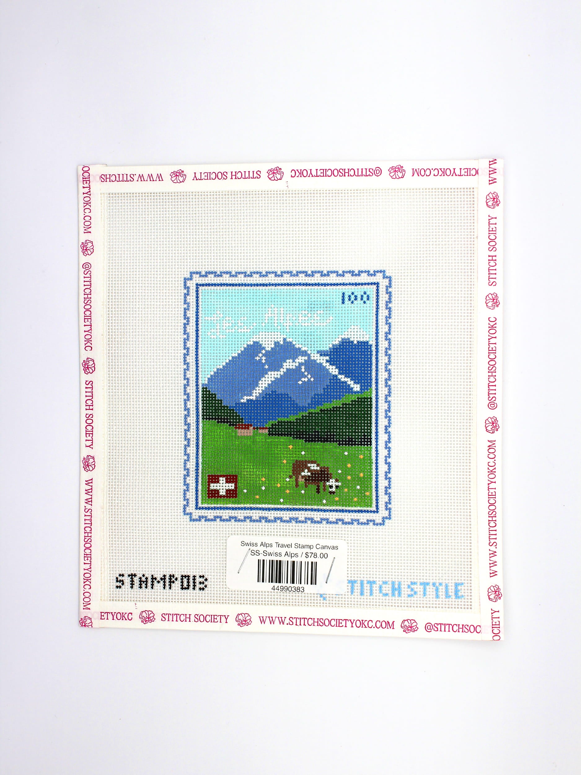 Swiss Alps Travel Stamp Canvas