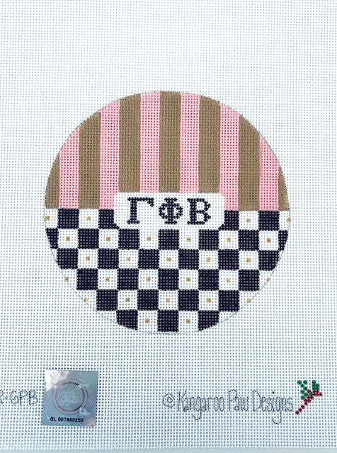 Large Round with Checks & Stripes - Gamma Phi Beta
