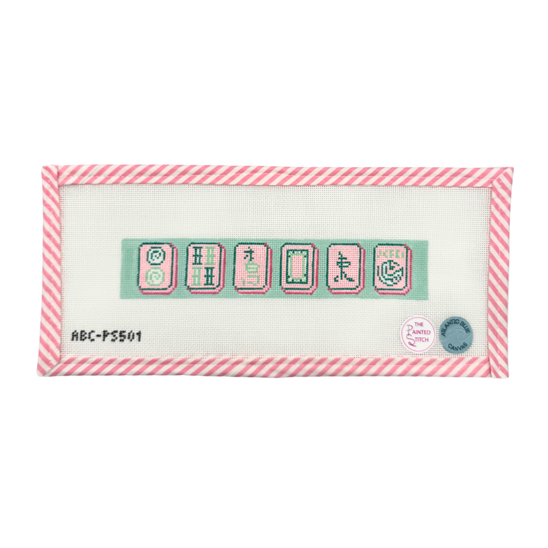 Mahjong Tiles - Key Fob Pink Canvas