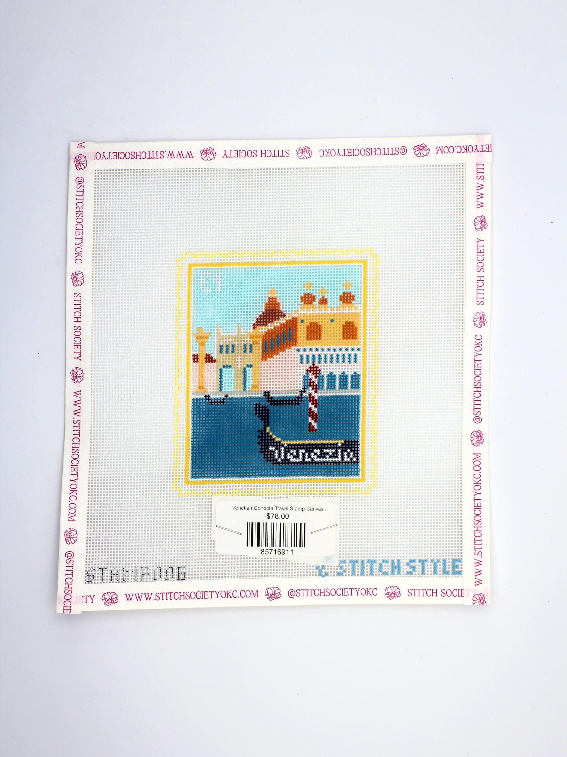 Venetian Gondola Travel Stamp Canvas