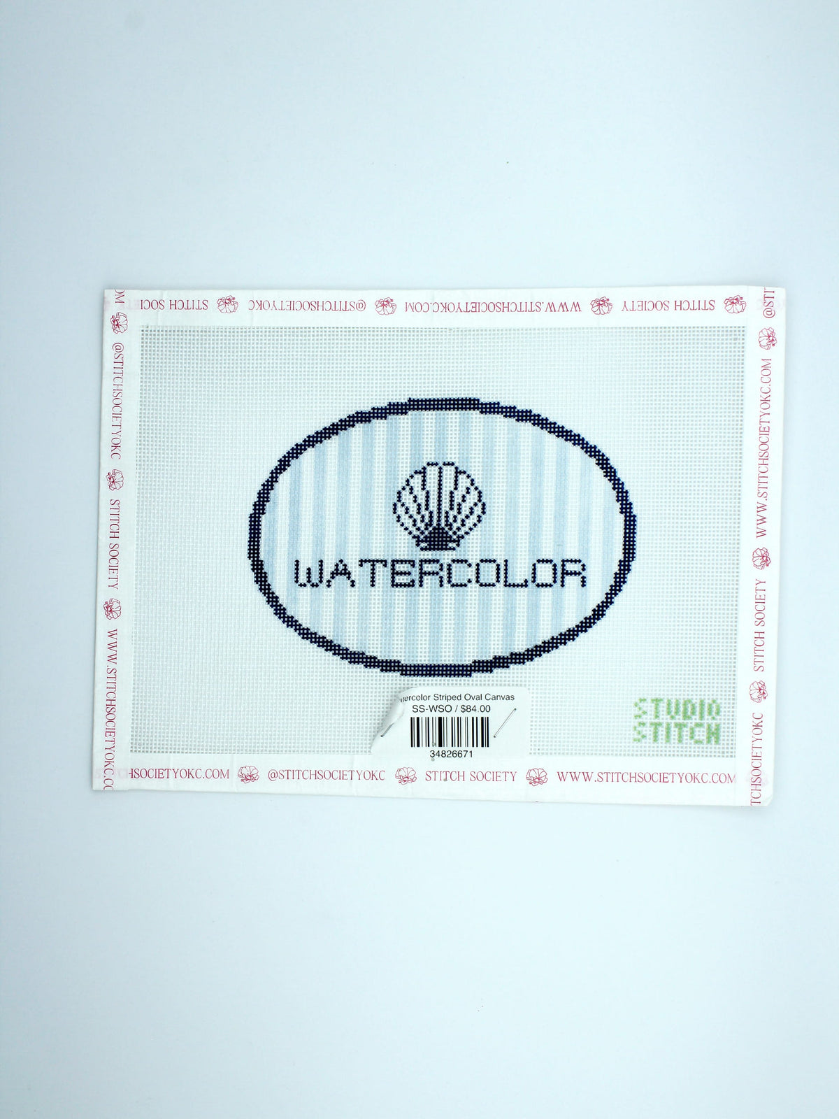 Watercolor Striped Oval Canvas