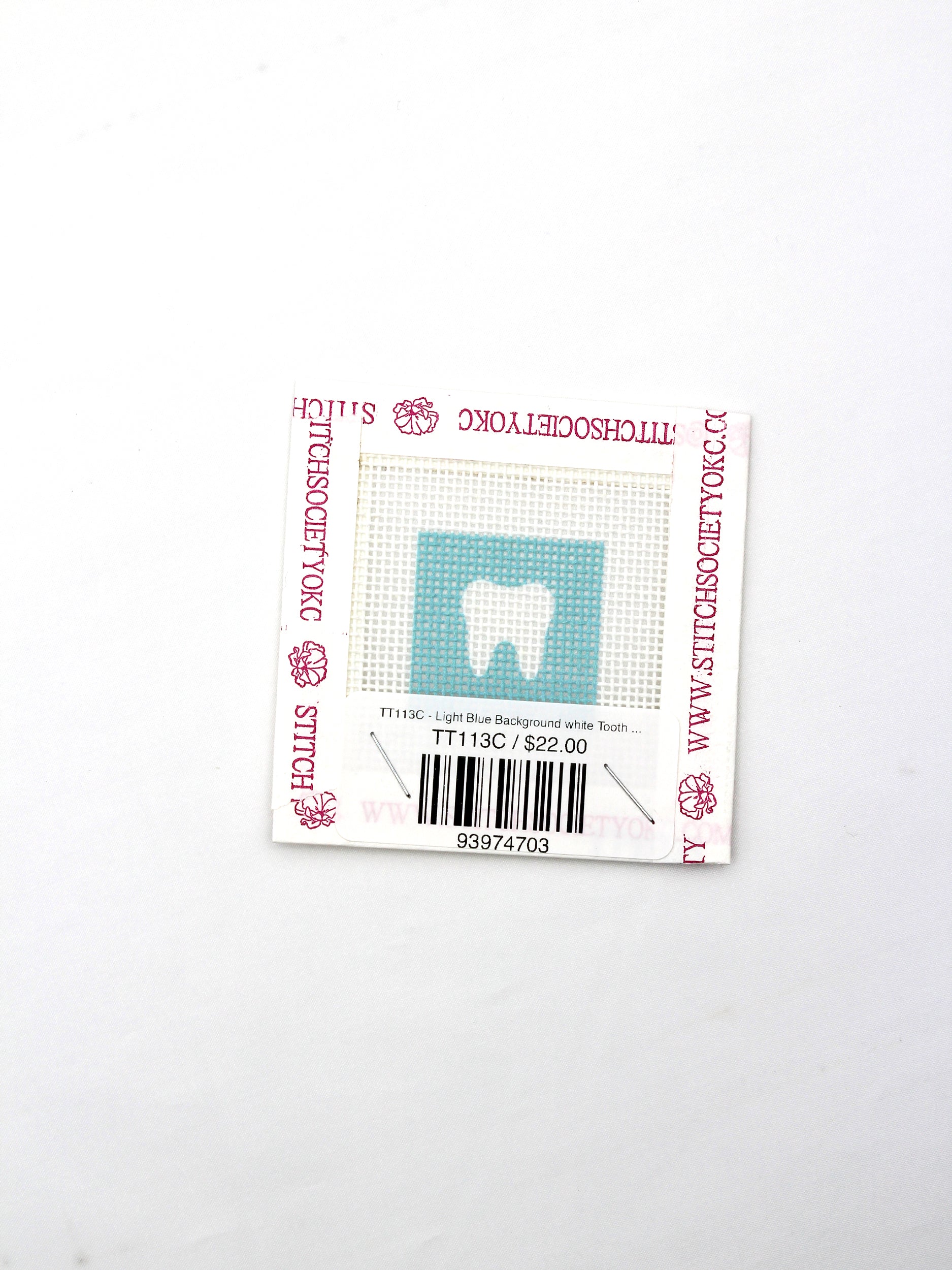 TT113C - Light Blue Background white Tooth 1 1/4" square Canvas