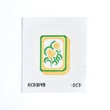 Yellow Mahjong Flower Tile Printed Canvas