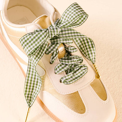 Step It Up Shoelaces–Gingham Green