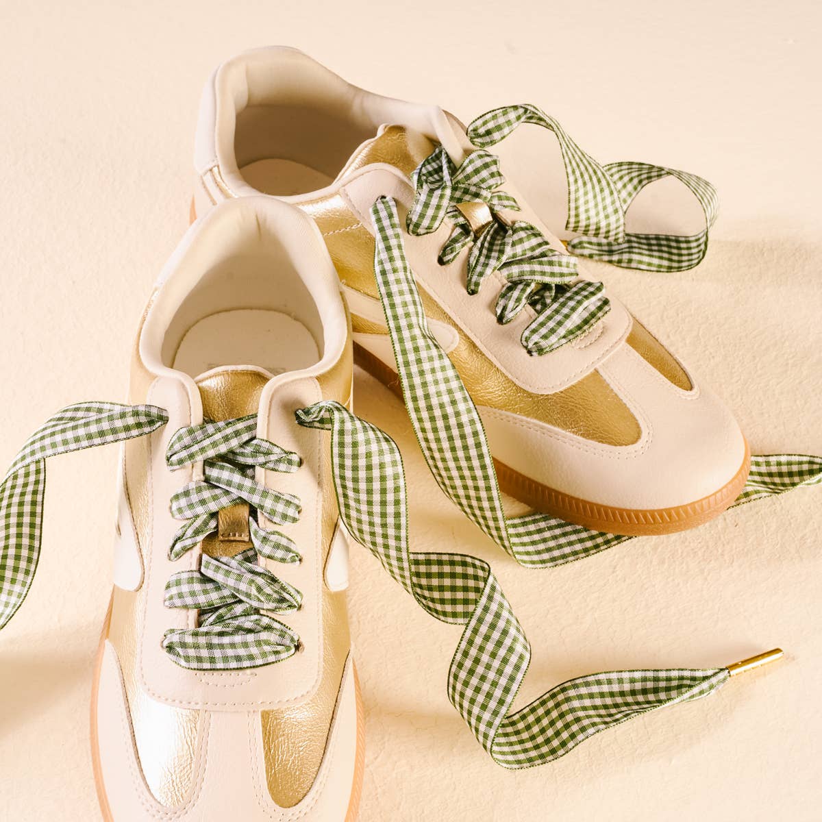 Step It Up Shoelaces–Gingham Green
